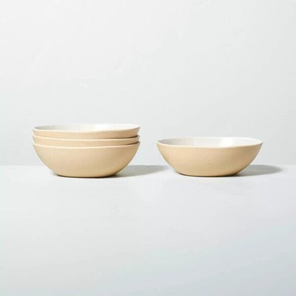 Hearth & Hand Other - 23oz Tonal Melamine Bamboo Bowls 4pk - Hearth & Hand Magnolia - Natural Cream